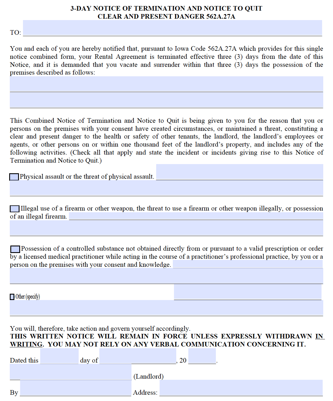 free iowa 3 day notice to quit clear and present danger pdf