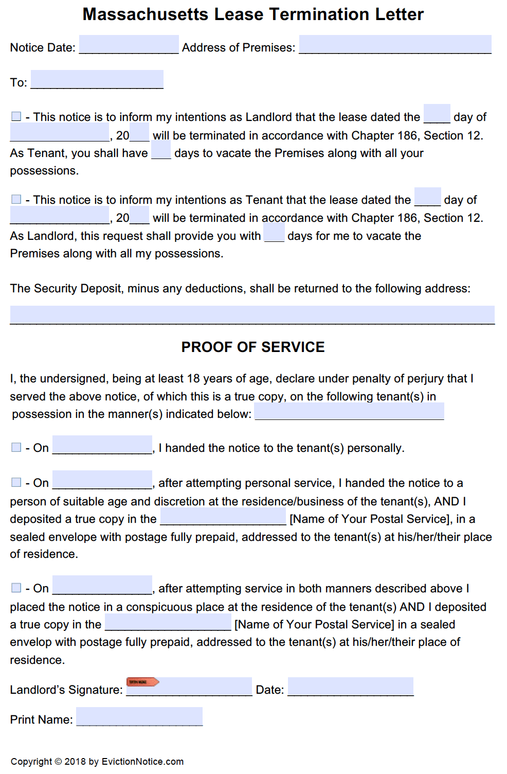 30 Day Notice Lease Termination Letter from evictionnotice.com