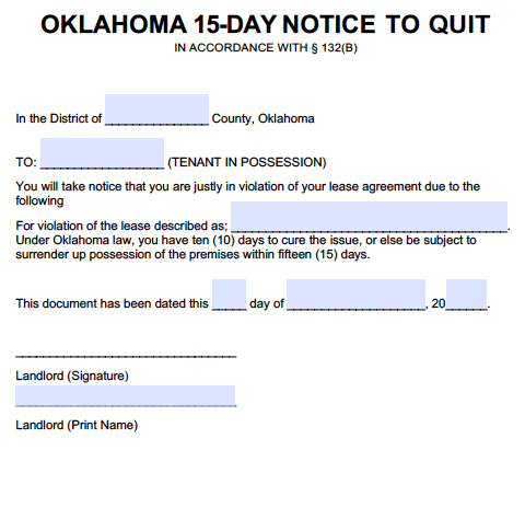 notice oklahoma eviction quit ok process templates types pdf