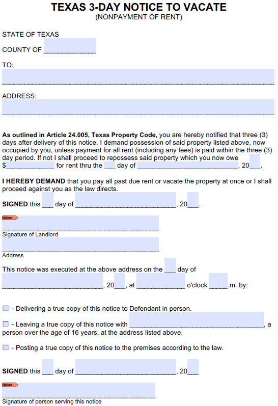 30 days to vacate texas form free california eviction form pdf